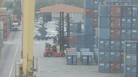 Cargo Freight Containers In The Sea Port Stock Footage 64277202