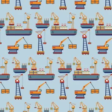 Cargo freight shipping seamless pattern. Transport and container, industrial and Stock Illustration