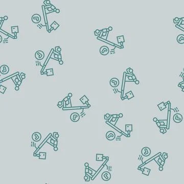 Cargo handling logistic manager line seamless pattern Stock Illustration