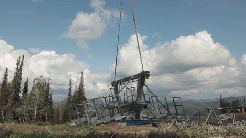 A cargo helicopter establishes a support Video stock 114950758