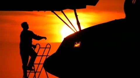 Cargo helicopters at sunset 4 Stock Footage 11149565
