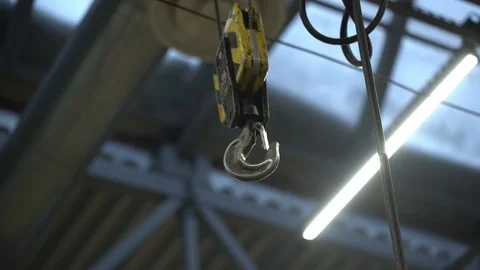 Cargo hook on the background of the ceiling with a lamp Stock Footage 122245240