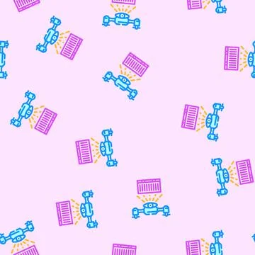 Cargo inspection autonomous delivery vector seamless pattern Stock Illustration