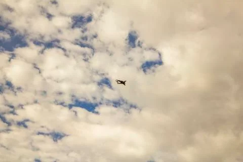Cargo jet in the sky with clouds Stock Photos