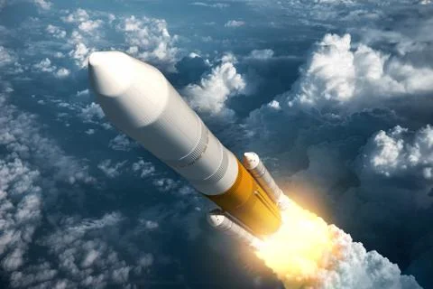 Cargo Launch Rocket Takes Off Stock Photos