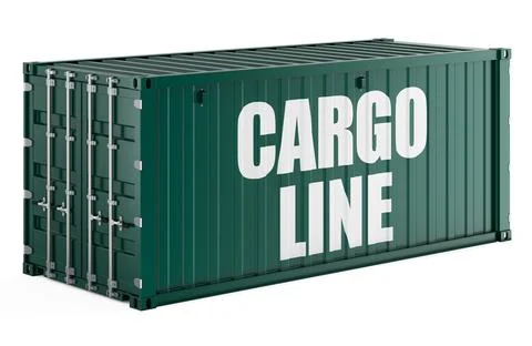 Cargo Line concept with shipping container, 3d rendering Stock Illustration