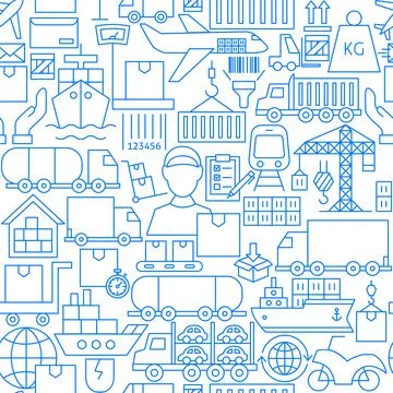Cargo Line Seamless Pattern Illustrazione stock
