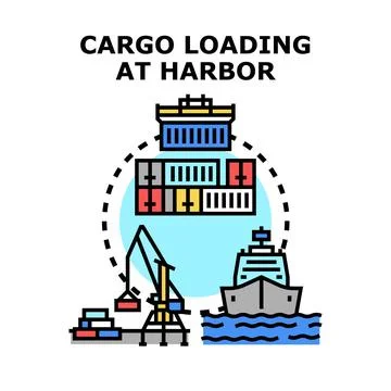 Cargo loading at harbor operations concept Stock Illustration