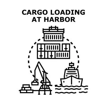 Cargo loading at harbor operations concept Illustrazione stock