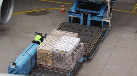 Cargo loading of large airplane Stock Footage 45998979