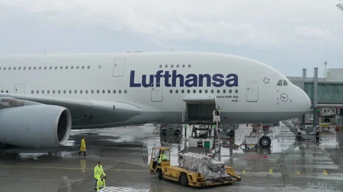 Cargo Loading of Lufthansa Airbus A380 P... | Stock Video | Pond5