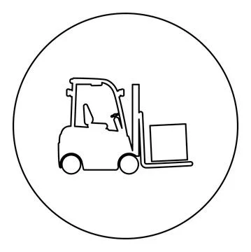Cargo loading machine forklift truck for lifting box goods in warehouse fork  Stock Illustration
