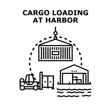 Cargo loading transportation and delivery at harbor イラスト素材