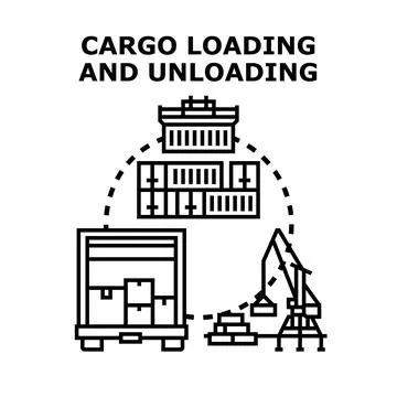 Cargo loading unloading logistics global freight transport イラスト素材