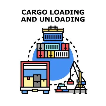 Cargo loading unloading logistics global freight transport イラスト素材