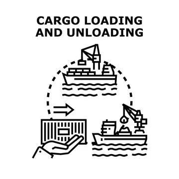 Cargo loading unloading process icon illustration Stock Illustration