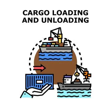 Cargo loading unloading process icon illustration Stock Illustration