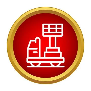Cargo loading vehicle flatbed conveying luggage icon Stock Illustration