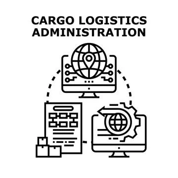 Cargo logistics administration tracking and management concept Stock Illustration