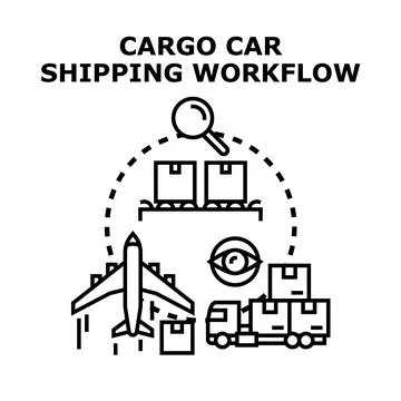 Cargo logistics delivery shipping workflow process management イラスト素材