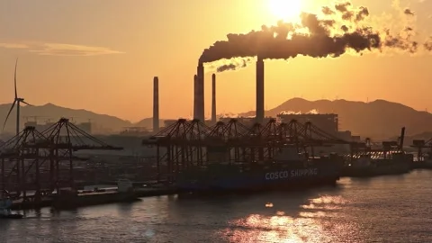 Cargo logistics terminal, global delivery shipping concept. Industrial port ship Video stock 334434865