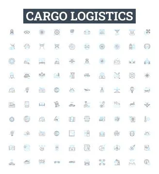 Cargo logistics vector line icons set. Shipping, tracking, distribution イラスト素材