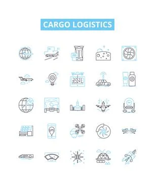 Cargo logistics vector line icons set. Shipping, tracking, distribution イラスト素材