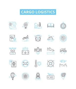 Cargo logistics vector line icons set. Shipping, tracking, distribution イラスト素材