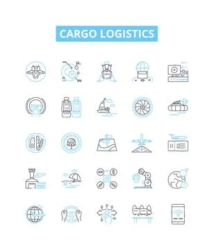 Cargo logistics vector line icons set. Shipping, tracking, distribution イラスト素材