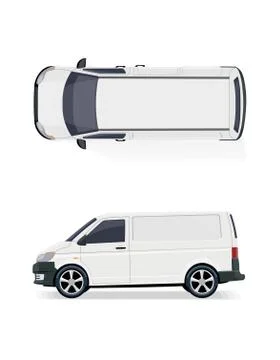 The cargo minibus. Side view and top view. Volumetric drawing without a grid  Stock Illustration