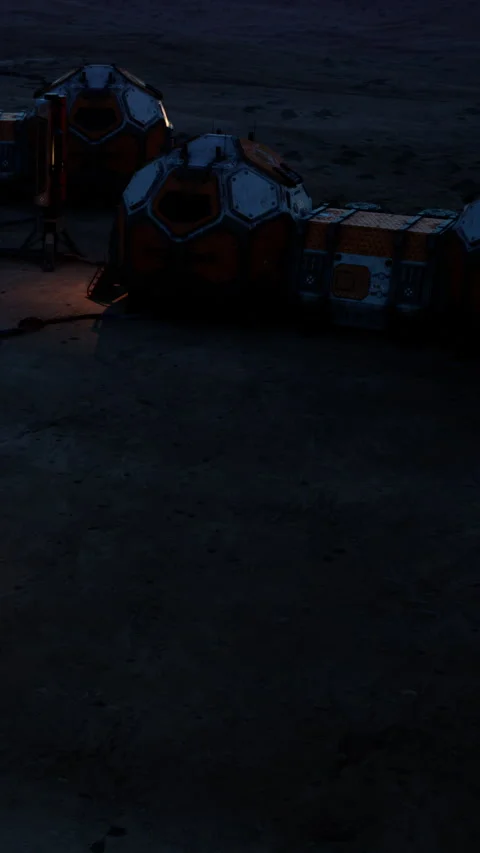 Cargo modules on the ground during a space mission at night Vídeo Stock 341039917