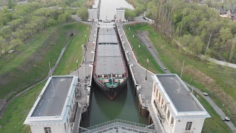 Cargo. The motor ship of the river-sea type. Shipping by water transport. Stock Footage 111383120