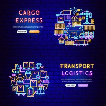 Cargo Neon Banners Stock Illustration