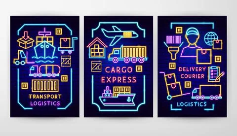 Cargo Neon Flyer Concepts Stock Illustration
