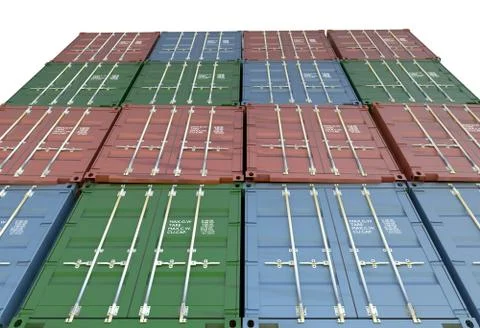 Cargo ontainers perspective 3d illustration Stock Illustration