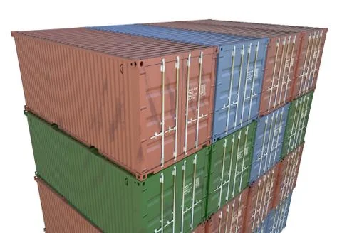 Cargo ontainers set 3d illustration Stock Illustration