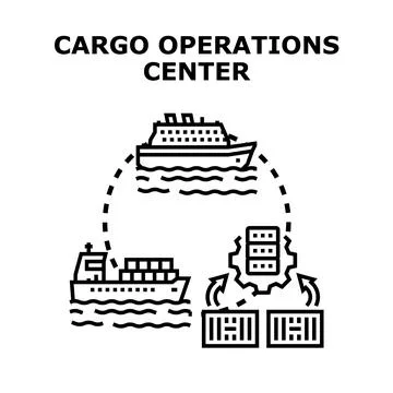 Cargo operations center managing global shipping logistics Stock Illustration