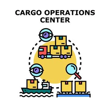 Cargo operations center managing global logistics and delivery Stock Illustration