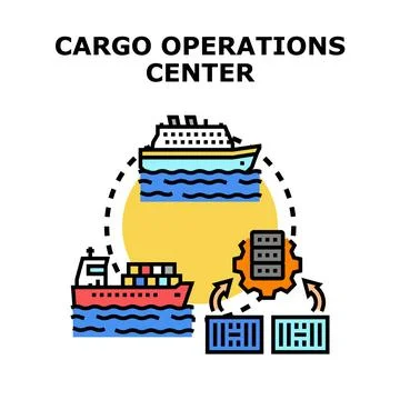 Cargo operations center managing global shipping logistics Stock Illustration