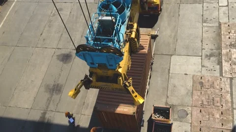 Cargo operations on a container ship 動画素材 64903965