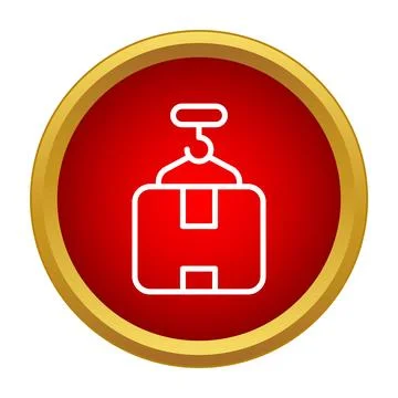 Cargo package hanging from hook outline icon Stock Illustration