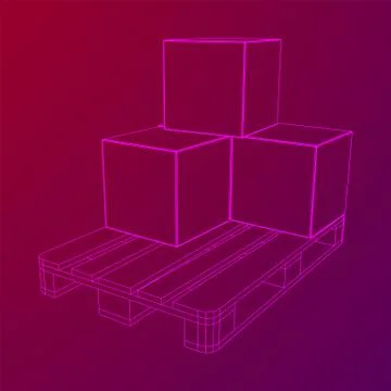 Cargo pallet for warehouse with boxes Stockillustratie