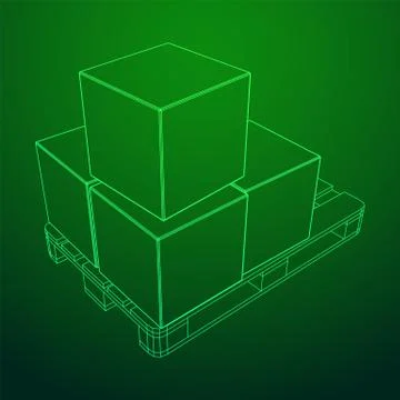 Cargo pallet for warehouse with boxes 스톡 일러스트