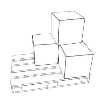 Cargo pallet for warehouse with boxes 库存插图