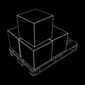 Cargo pallet for warehouse with boxes Stockillustratie