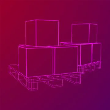 Cargo pallet for warehouse with boxes Stockillustratie