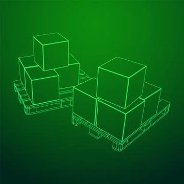 Cargo pallet for warehouse with boxes Stockillustratie