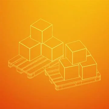 Cargo pallet for warehouse with boxes Stock Illustration