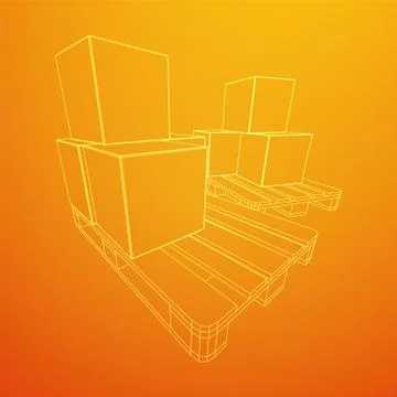 Cargo pallet for warehouse with boxes Stock Illustration