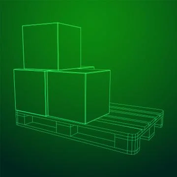 Cargo pallet for warehouse with boxes Illustrazione stock